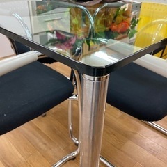 R472 高級 Zanotta＆ Vitra トップガラスダイニング 5点セット 正方形110cm