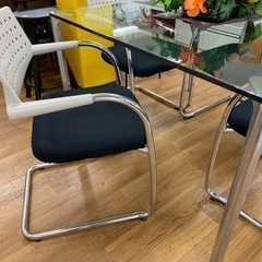 R472 高級 Zanotta＆ Vitra トップガラスダイニング 5点セット 正方形110cm