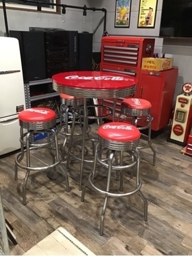 コカコーラ ハイテーブル \u0026イスx4