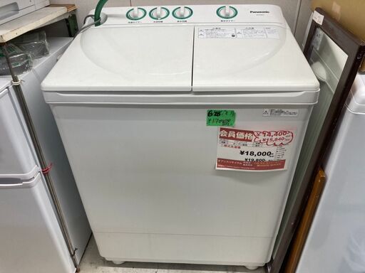 ☆中古￥19,800！【会員価格￥15,800】Panasonic　パナソニック　二層式洗濯機　家電　2018年製　NA-W40G2型　幅80cmｘ奥行47cmｘ高さ95cm　【BH114】