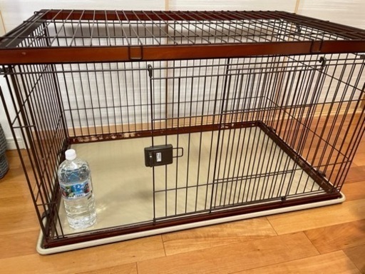 お届け可能！3ヶ月ほど使用！木目調 ペットサークル 犬のサークル 屋根付き トレー付き ゲージ ケージ