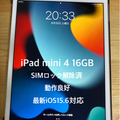 【ネット決済】iPad mini 4 16GB　SIMロック解除済
