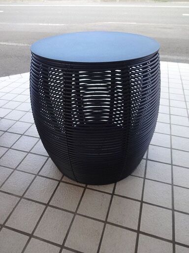 札幌元町 テラス テーブル 黒 ラタン風 アジアンテイスト サイドテーブル ガーデンテーブル