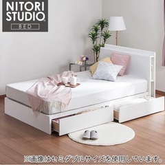 ダブルベッド ニトリ カイト3浅型ホワイト《美品》