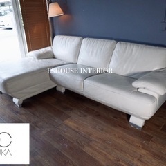 ☑️メル売約済　首都圏送込〜大塚家具50万高級クラス本革LSコーナーカウチソファー