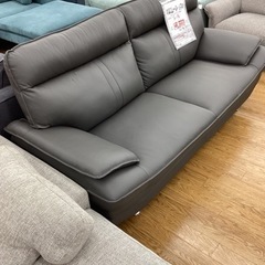 KH-78【新入荷　リサイクル品】本革3シーターソファ　グレー