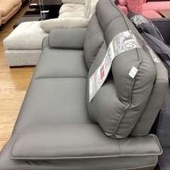 KH-78【新入荷　リサイクル品】本革3シーターソファ　グレー
