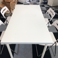 IKEA テーブル&パイプ椅子4脚セット