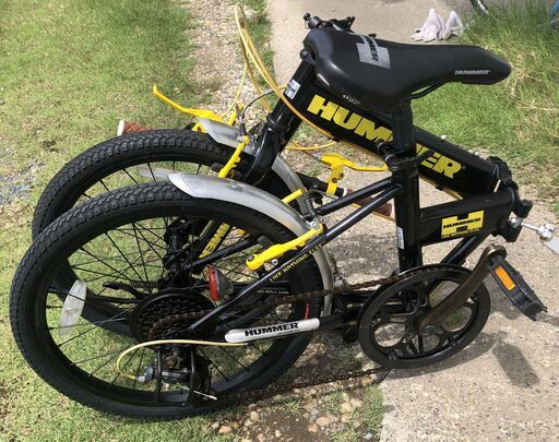 エコプラス小倉南店】HUMMER 折りたたみ自転車 黒 7段変速 20インチ