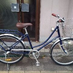 [KYOTO SAKURA]26吋 クラシカルシティーバイク 内装3段/ネイビー