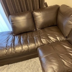 ニトリ　レザー　カウチソファ　L字型　五人掛け　