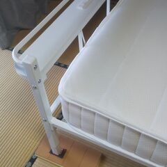 【ネット決済・配送可】ニトリ　シングルベッド（スチール）ホワイト...