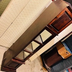 【売約済み】九州民芸家具 ホールクロック　JAPAN 九州民芸家具 JECO時計付き キュリオケース　時計　九州民芸　ミズメ桜　飾り棚　棚　検　柱時計　民芸家具　松本民芸　北海道民芸　飛騨産業　キツツキ