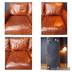 ☑️メル売約済　首都圏送込〜UnicoMolnウニコ22万本革モルン３人掛けフェザーソファーワイドスロウデザイン