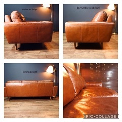 ☑️メル売約済　首都圏送込〜UnicoMolnウニコ22万本革モルン３人掛けフェザーソファーワイドスロウデザイン