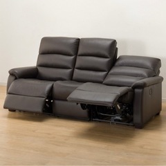 ３人用電動本革リクライニングソファ