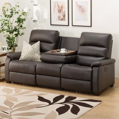 ３人用電動本革リクライニングソファ