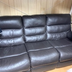 ３人用電動本革リクライニングソファ