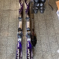スキー板 ストック 靴 3点セット 160cm 26.0-26.5cm スキー3点セット 板、ストック、靴約26〜26.5cm用