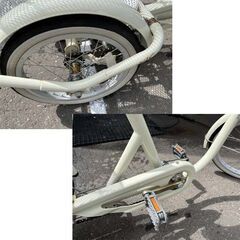 カギ付き 三輪自転車 前輪20/後輪16インチ スイング機能付 アイボリー