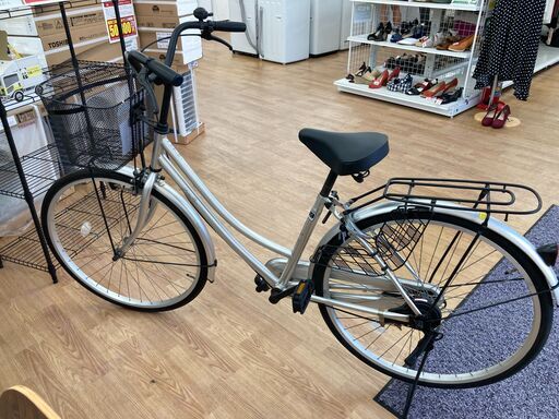 自転車　ママチャリ シルバー クリーニング済み KJ843