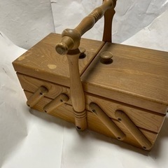 レトロ、アンティーク、木製2段裁縫箱