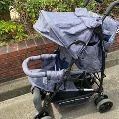 キンダーワゴン DUOシティHOPブルーデニム 2人乗りベビーカー kinderwagon