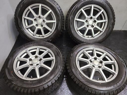 タイヤ走行短め【YOKOHAMA ice GUARD iG60 215/60R16】スタッドレス【GRASS 16インチ 6.5J5HPCD114.3+38】クラウン マークX等　(TH647)クレジットカード QRコード決済可能