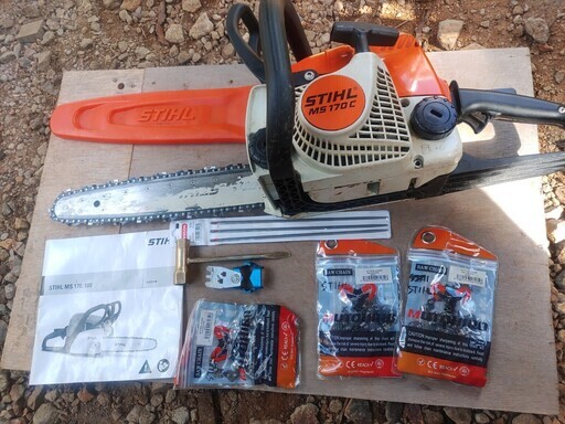 取りに来ていただける方限定。STIHL スチール MS170C 軽量コンパクトエンジンチェンソー、いろいろおまけ付き。