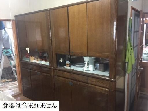 引き取り希望 岐阜県穂積市より 中古 食器棚 木製 2個セット 高さ196cm 横幅122cm  和モダン / 古民家