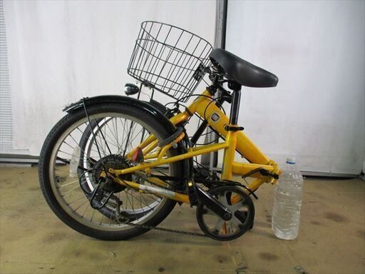 C147★￥9800スタート★整備済み 中古折りたたみ自転車 【FIAT　イエロー20インチ　かご付き　６段 】 C147☆￥9800スタート☆整備済み 中古折りたたみ自転車 【FIAT