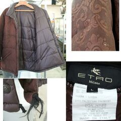 ETRO エトロ リバーシブル ダウンジャケット レディースL ブラウン系 イタリア製 ☆ PayPay(ペイペイ)決済可能 ☆ 札幌市 豊平区 平岸