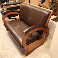 アジアンソファ　インドネシア　ジャワ島ハンドメイド　本革ソファ
