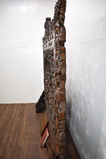 【ヤ取終了4/13】≪zy640≫希少 高級 中国美術 古民家/古美術/骨董 蔵出し 衝立/屏風 木製 竜/玉 木彫り/彫刻/透かし彫り 40813-03 ヤ取終了4/13】≪zy640≫希少 高級 中国美術 古民家/古美術/骨董