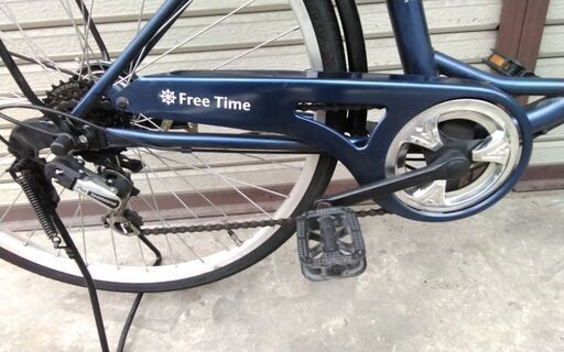 マルイシ 買い物自転車 FREE TIME 26インチ 6段変速 ネイビー ,オートライト 配送無料