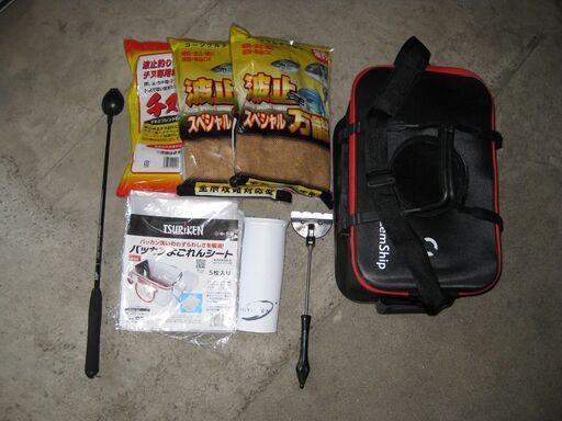 釣り用バッカン 杓 酌たて アミブロックつぶし バッカン汚れ防止ナイロン コマセエサセット えす 播磨新宮のマリンスポーツの中古あげます 譲ります ジモティーで不用品の処分