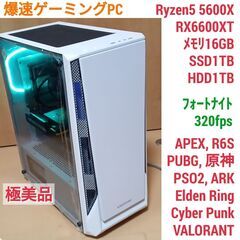 極美品 爆速ゲーミングPC Ryzen5 RX6600XT SSD1T メモリ16G Win10