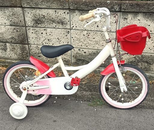 ★カワイイ(*^_^*)！ お届け可！★16インチ 子供用 自転車 補助輪付き