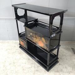 輪島塗 黒漆塗 飾り棚 棚 飾棚 高級 幅110cm×奥行き35cm×高