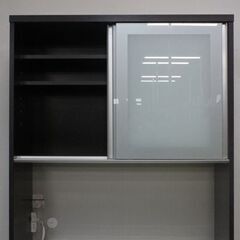 松田家具 幅100 キッチンボード 食器棚 リベルテ モイス ソフトクローズ フルスライドレール ブラウン  中古家具 店頭引取歓迎 R6394)