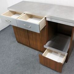 unico/ウニコ STRADA/ストラーダ キッチンカウンター 幅120 ステンレス天板 インダストリアル 食器棚  中古家具 店頭引取歓迎 R6399)