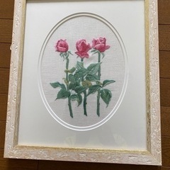 薔薇の刺繍　額入り