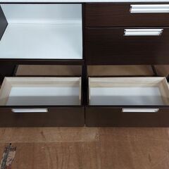 工房橋村　２枚スライド扉キッチンボード　ダークブラウン　【愛品倶楽部柏店】