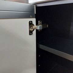 ディノス・セシール　鏡面　２枚扉食器棚＆レンジボードセット　黒　セパレート【愛品倶楽部柏店】