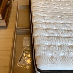 【セミダブルベッド、ベッドフレーム・マットレス】ニトリ 収納付き、コンセント付き　クリーニング済　配達可能　管理番号52608
