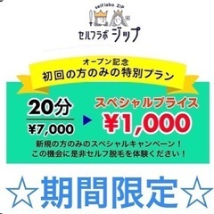 セルフ脱毛サロン　【完全個室♪時間内脱毛し放題♪安心の都度払い♪2人まで入室OK♪10才から脱毛OK♪】初回限定❣️20分¥1.000  - 糸満市