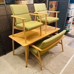 【売約済み】　ダイニングセット ダイニングテーブルセット 北欧 木製 ダイニング 4点セット ソファ 160cm幅 シンプル ナチュラル ease〔イース〕ソファダイニング 4点セット ベージュ グリーン　ダイニングテーブル　検　ダイニングチェア　ベンチソファ　アームソファ　ソファ　広め　ファミリー　ゆったり　モダン　カントリー　　