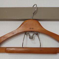 ハンガー（木製）フック部回転可能、ボトムスピンチ付き