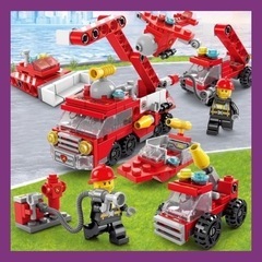 【とにかくカッコいい！】消防車　ブロック　知育玩具　LEGO互換...