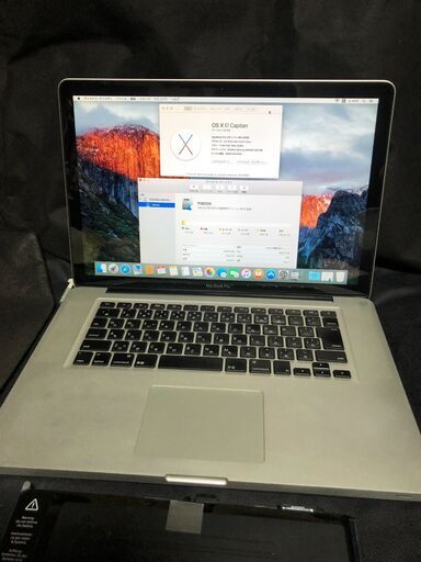 「MacBook Pro 15インチ MB986J/A」 大画面15.4インチ(WXGA+) / MacOS(El Capitan)リカバリ済 / オールインワンモバイルノートPC / C2D(デュアルコア 2.8GHz） / メモリー4GB搭載(最大8GB) / HDDは500GB / DVDスーパーマルチドライブ / Webカメラ / Bluetooth / 無線LAN(a/b/g/n対応) / ACアダプタ付属 / 中古品